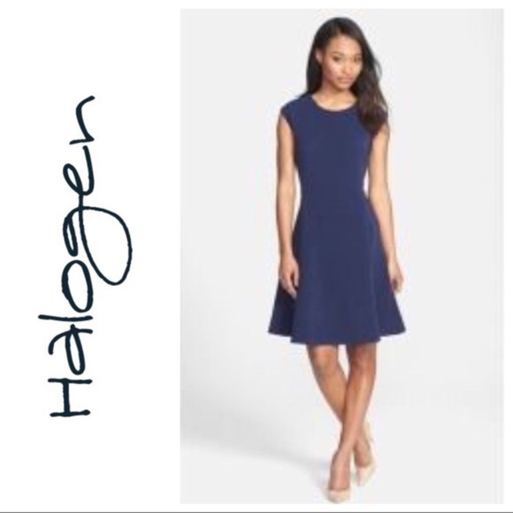 HALOGEN Ottoman Knit Fit & Flare dress (S US4-6)